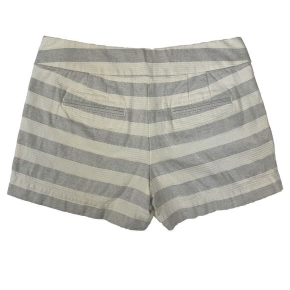 Loft Shorts Size 4 White Striped With Black Buttons On Side - Picture 2 of 9